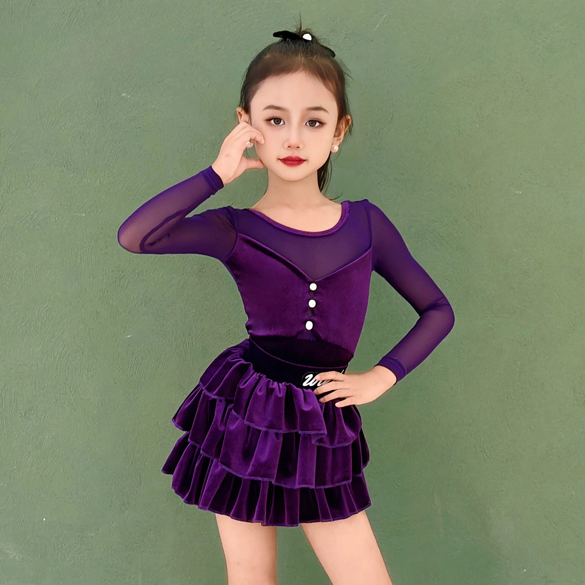 

Latin Dance Dress Girls Performance Dance Clothes Ballroom Dress Standard Dancing Dance Skirt Kids Latin Practice Dress Children