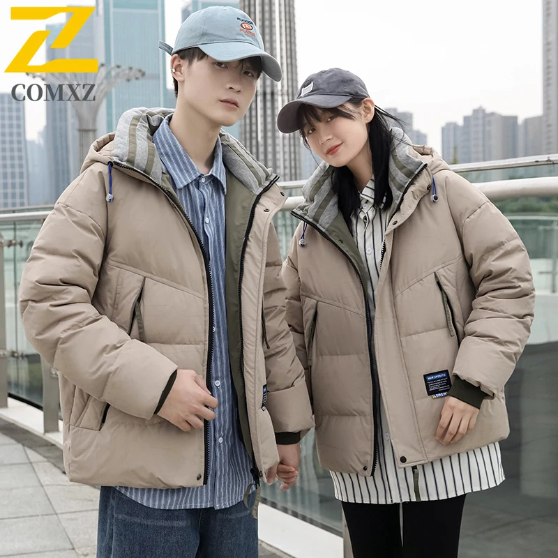 

Men's Parka Coat Winter Warm Thickened Loose Casual Streetwear Fashion Solid Color Bread Jacket For Hiking Travel Snowboarding