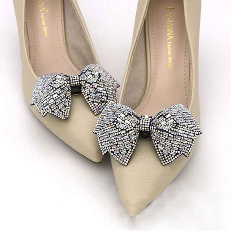 1PC Shiny Bows Shoes Decoration Clips Wedding Shoes High Heel Rhinestone Charm Buckle Clips Detachable Bride Shoes Accessories image 4
