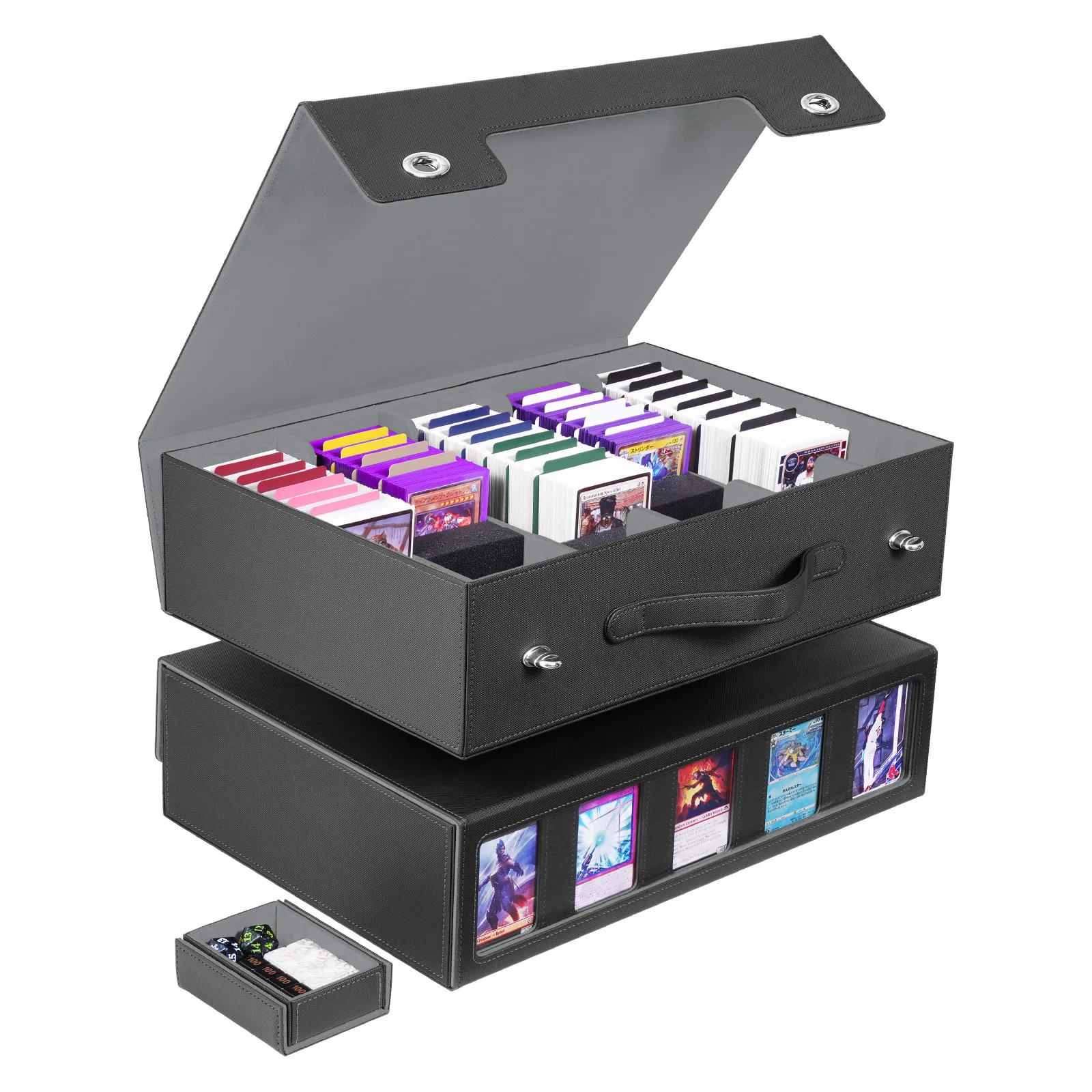 กล่องเก็บการ์ด PTCG แบบทำเอง กล่องเก็บการ์ดแบบพกพา มีหน้าต่าง ความจุขนาดใหญ่ ใส่การ์ดสะสมได้มากกว่า 3900 ใบ ของขวัญ ของเล่น