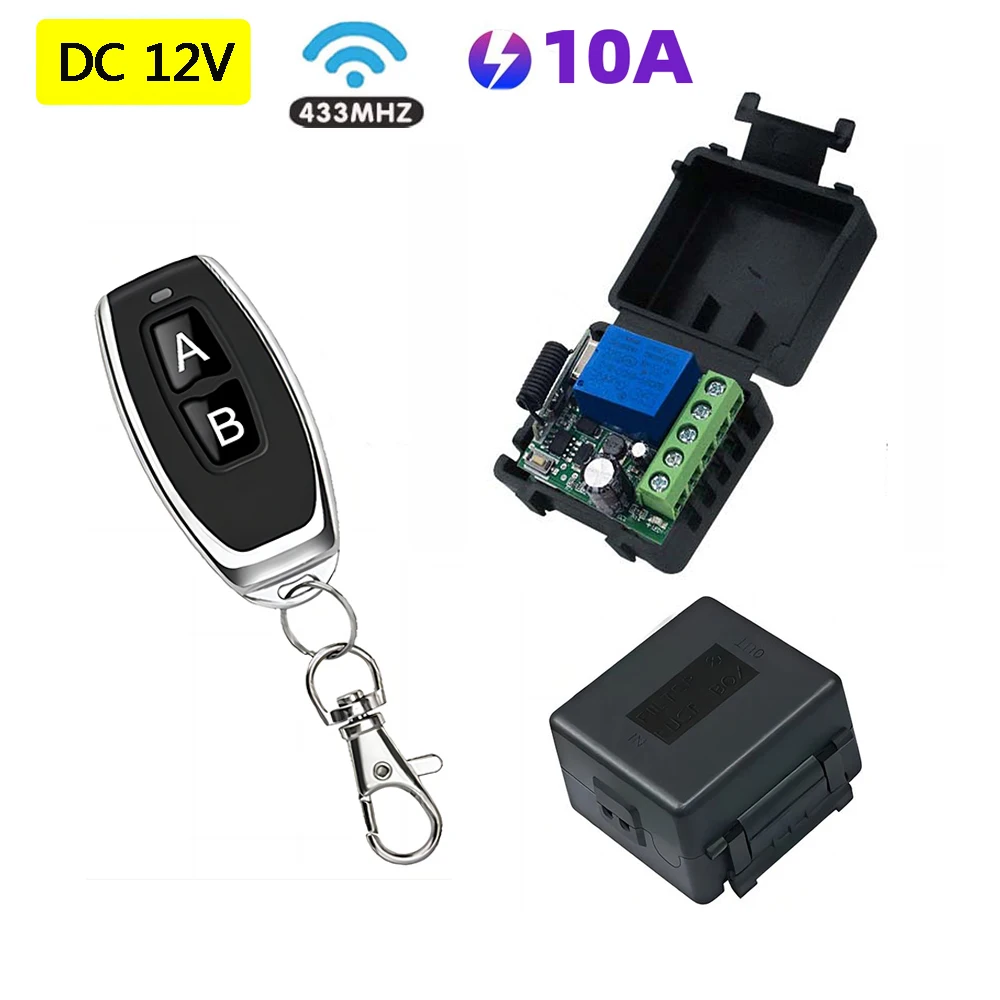 

Мини-модуль реле-приемника 10А для дистанционного управления 433 МГц, универсальный пульт ДУ для ворот, выключатель постоянного тока 12В для ворот, LED-подсветки или гаражных дверей