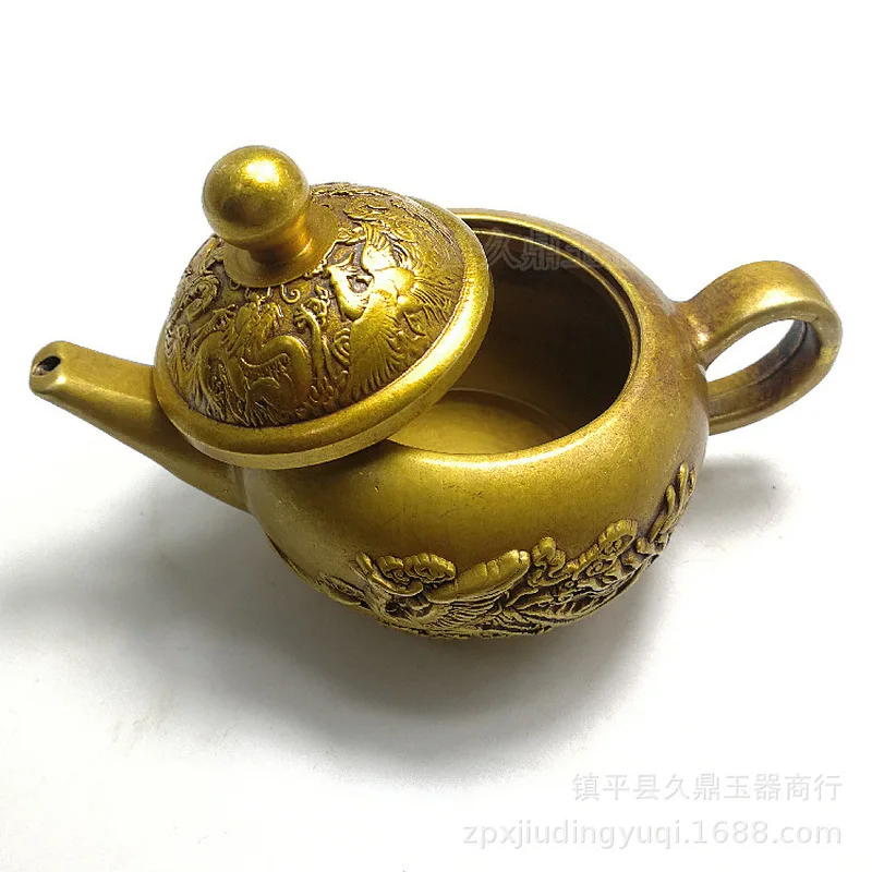 Antique Miscellaneous Items: Dragon Phoenix Teapot, Copper Decorative Pieces for Home and Office