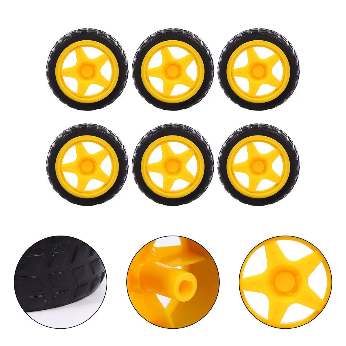 

6Pcs Children Smart Car Rubber Wheels Patrol Car Accessories Tracing Line Robot Parts Children's Toy Wheels Robot Kits