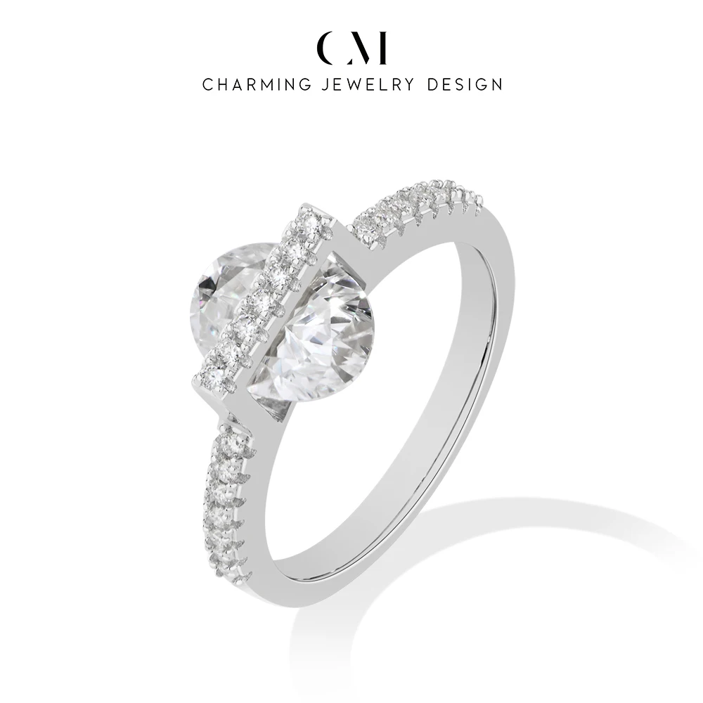 

CHARMING 2026 Trendy Oval Cut 2CT Moissanite Ring Without Claws S925 Silver for Women Jewelry Birthday Gifts Anniversary Wedding