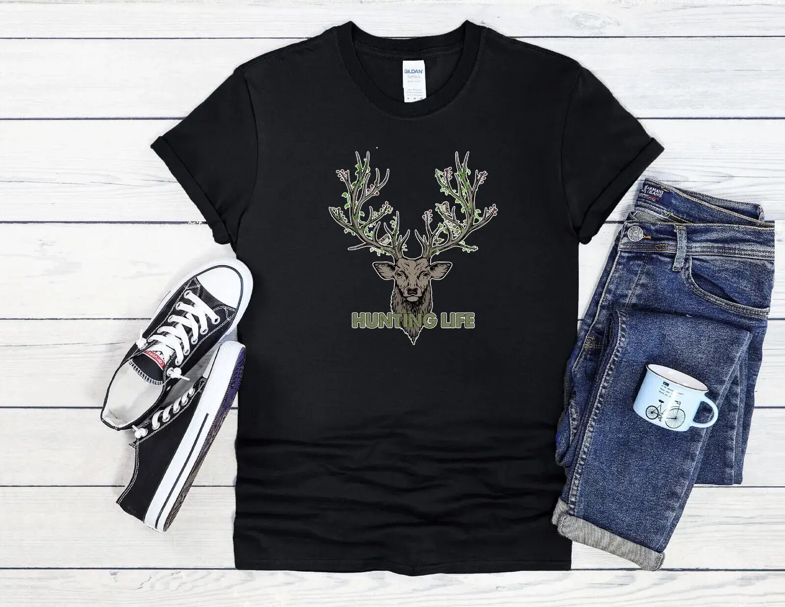 Hunting Life Deer Men Women Jute Bag Unisex Hoodie Baseball T Shirt Top 3592