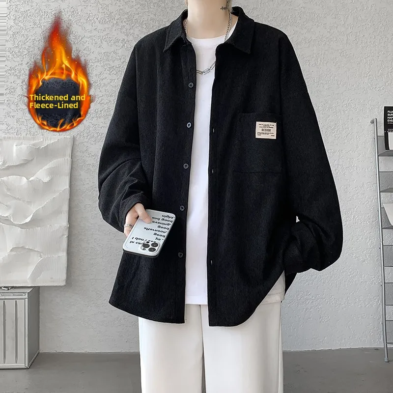 

Warm Fce Lined Thiened Long Sve Corduroy irt for Men Spring Autumn Winter Casual Workwear Jaet Outerwear