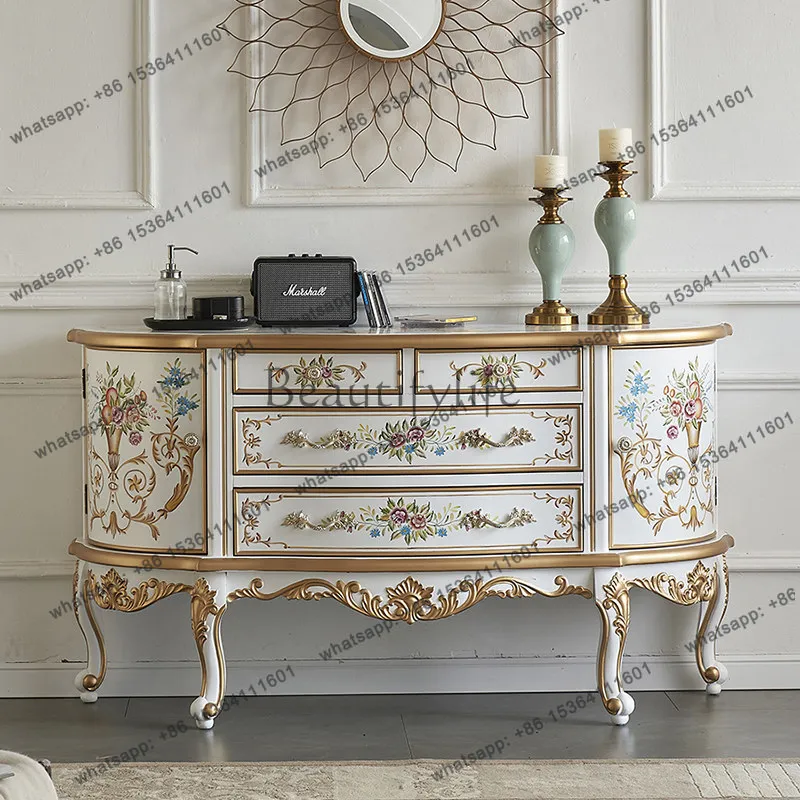 

European-style entrance cabinet is opposite the door, living room entrance door painted decorative dining side cabinet