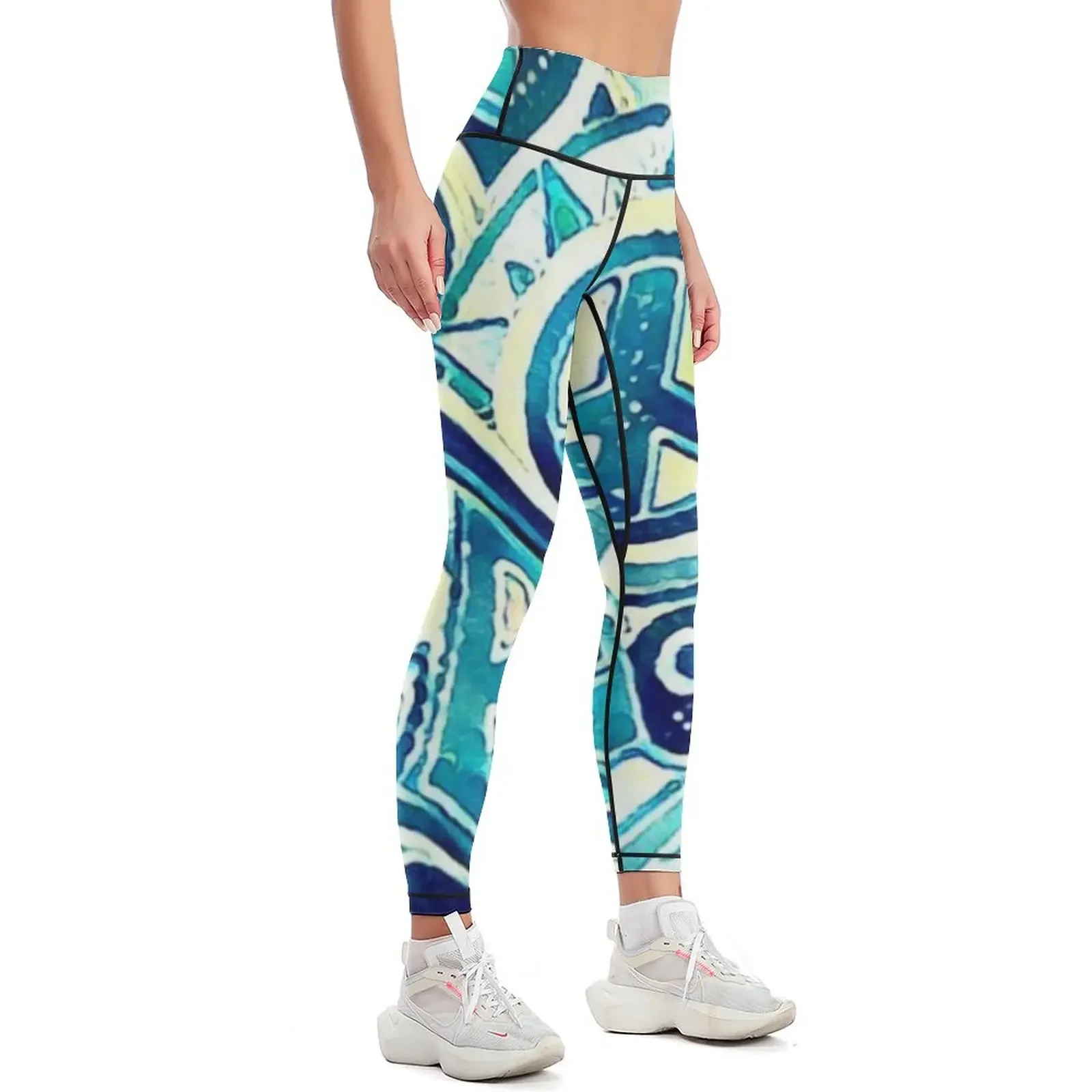 Peace and Love Retro Art Leggings Women's sportswear sporty woman gym sportswear for gym gym pants Womens Leggings