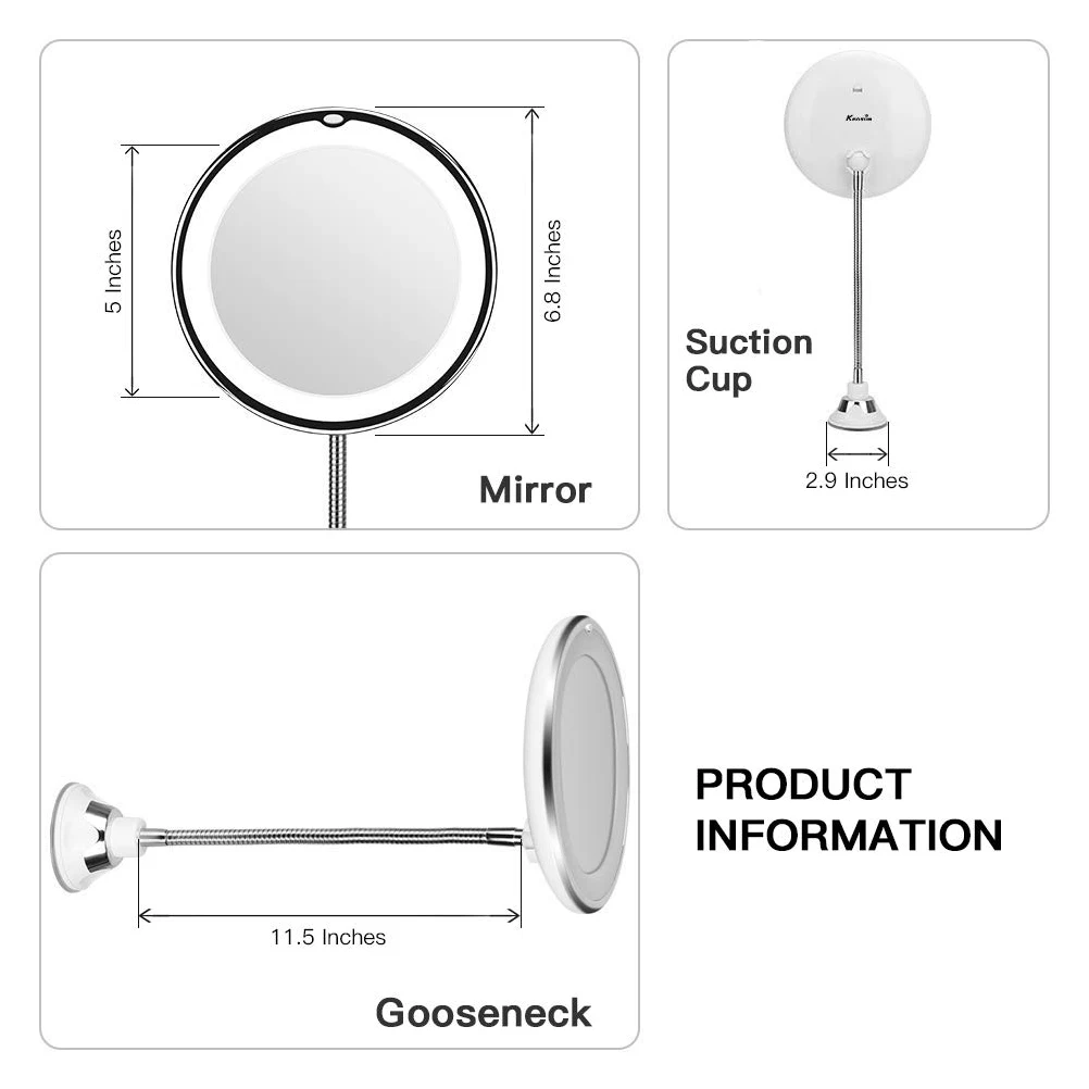 10X Magnifying Makeup Mirror With LED Light Cosmetic Mirror 360 Degree Rotation Beauty Mirror For Tabletop Bathroom Traveling