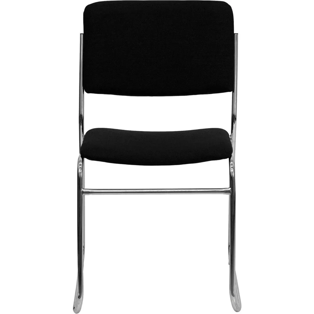 Chaises Empilables en Tissu Haute Densité pour Salles d'Attente et Bureau, Chaises avec Sièges Rembourrés, Noir, Lot de 5