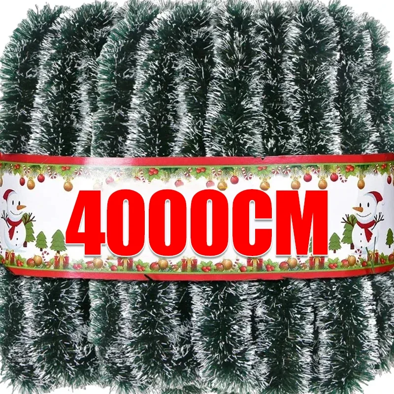 2/40m Christmas Tinsel Ribbons Garland Green Cane Wreath Xmas Tree Hanging Pendent Ornaments Wedding Party Home Decor Supplies