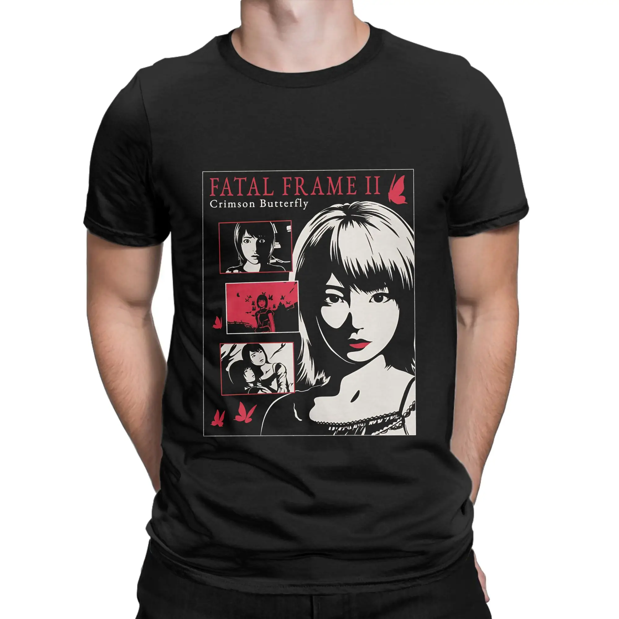 Design inspired by Fatal Frame 2 Remake Red and Black Japanese Horror Novelty 100% Cotton T-Shirt Fatal Frame Tees Tops For Men