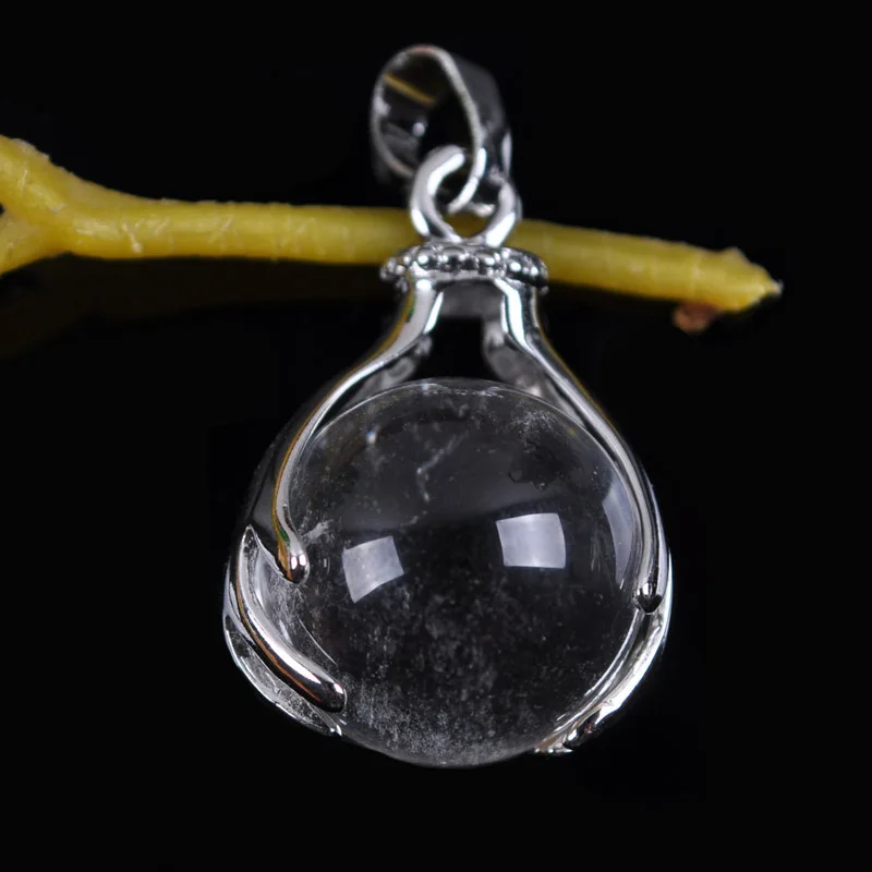 Clear Quartz Crystal Natural Round Bead GEM Pendant Jewelry S331