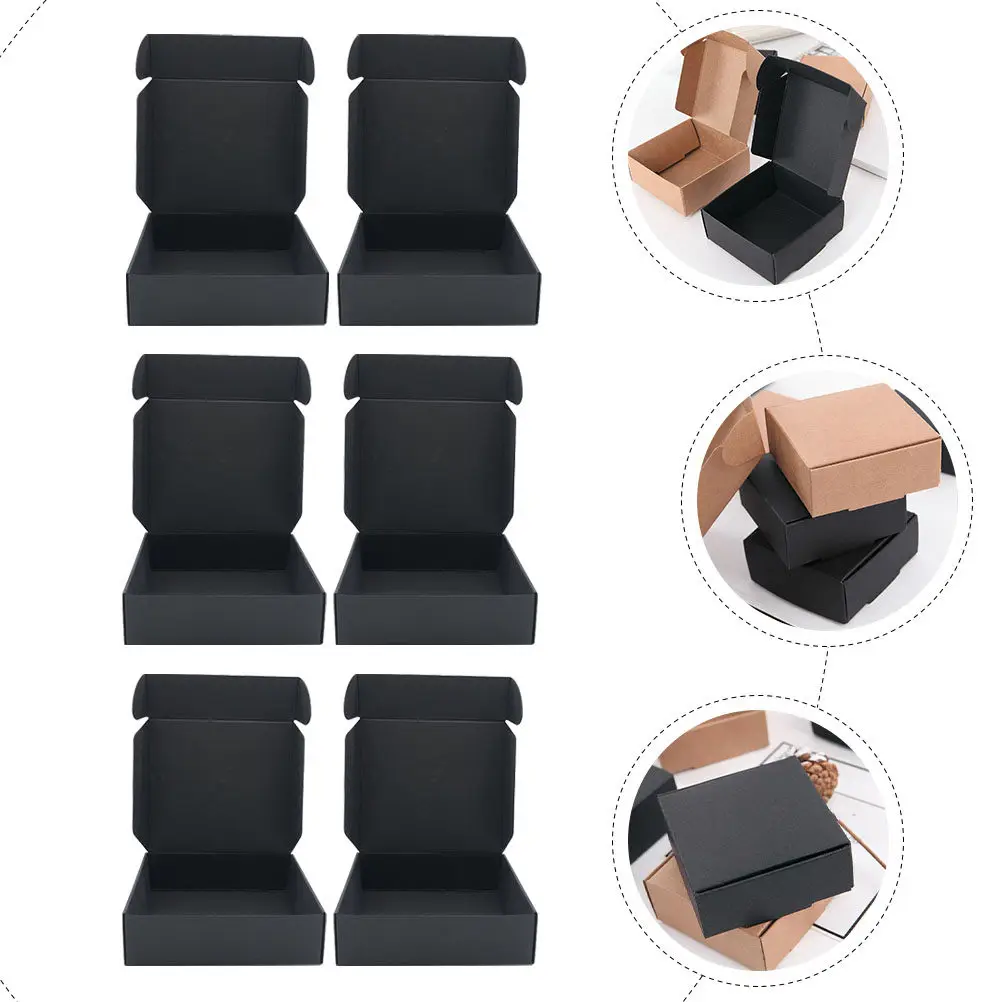 24Pcs Black Paper Shipping Boxes Lightweight Foldable Packing Boxes Set for Moving Use Black Cases