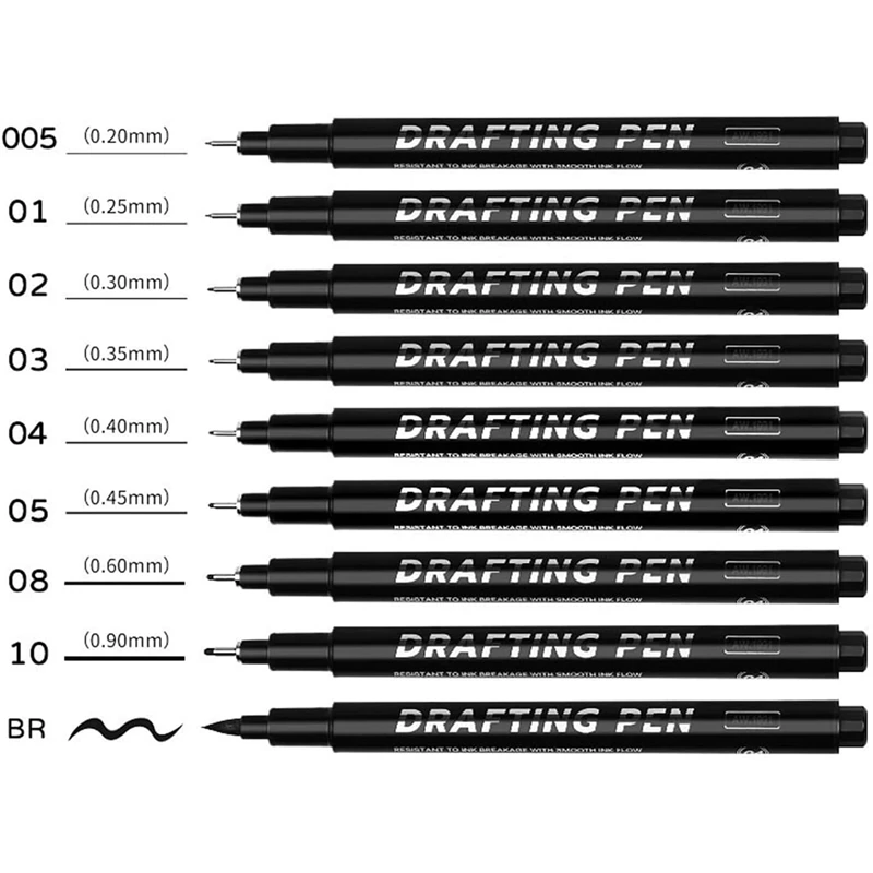 Fin eliner Stifte, 9 Kunst stifte Set wasserdichte Archivierung Farb markierungen Kunst stift für Skizze, Anime, Manga, technische Zeichnung