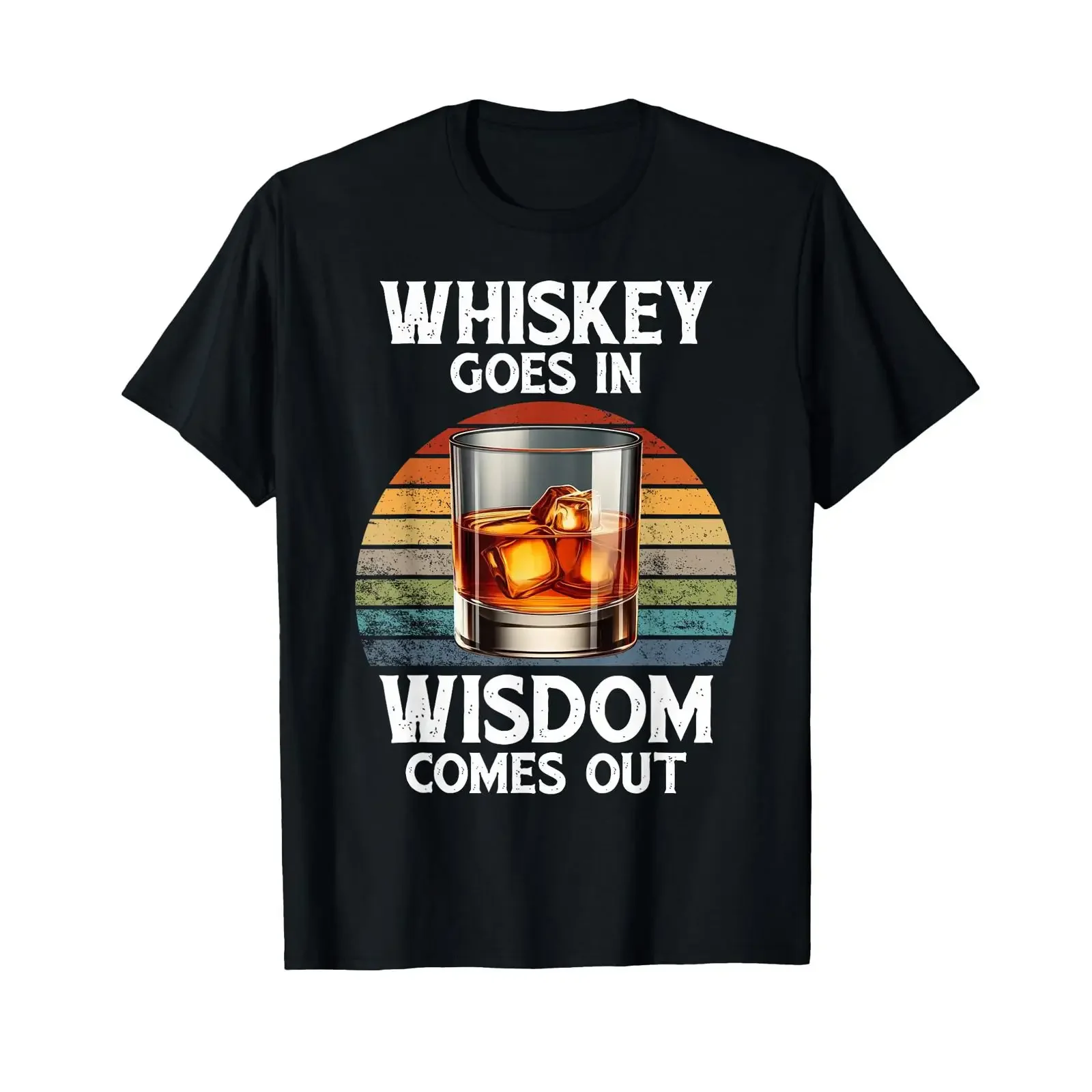 Funny Whiskey Goes in Wisdom Comes Out Vintage Distressed T Shirt vintage Washed streetwear Top For Everyday Wear Versatile