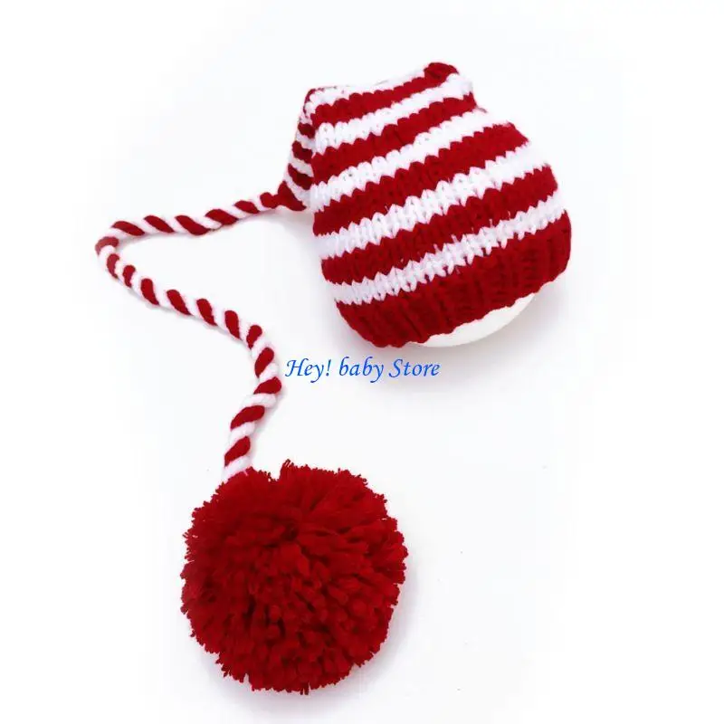 

Q1FE Santa Hat Navidad Props New Year Thick Christmas Hat Long Tails For Photography