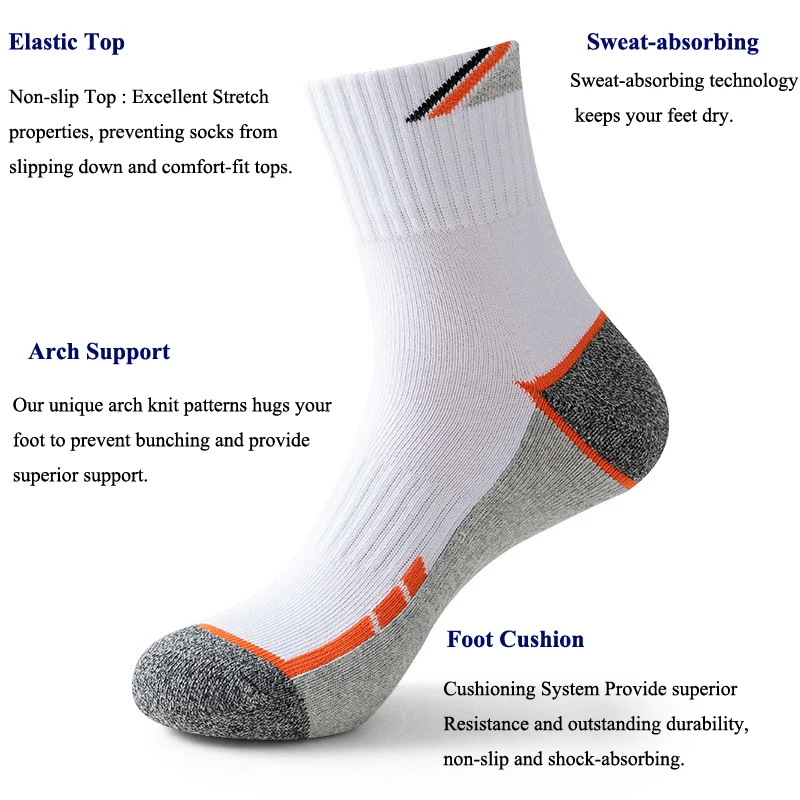 Tennis Cotton Socks Thickened Cushioned Towel Bottom Color-blocking Middle Tube Elite Men Sports Running Basketball Socks