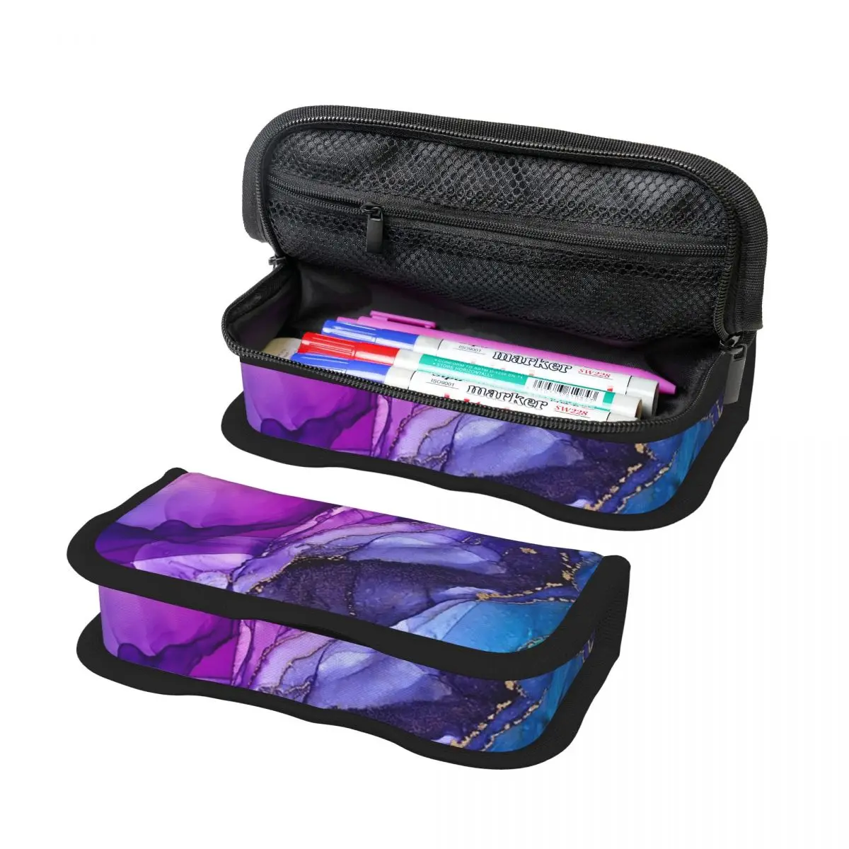 Abstract Vibrant Rainbow Ombre Pencil Case for Boys Girls School Pen Box Pencil Bag Stationery Supplies Pen Holder Bag