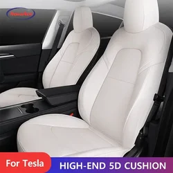 Nappa Leather Car Seat Covers for Tesla Model Y Model 3 Highland Customized Car Seat Cover White Black Breathable and Waterproof