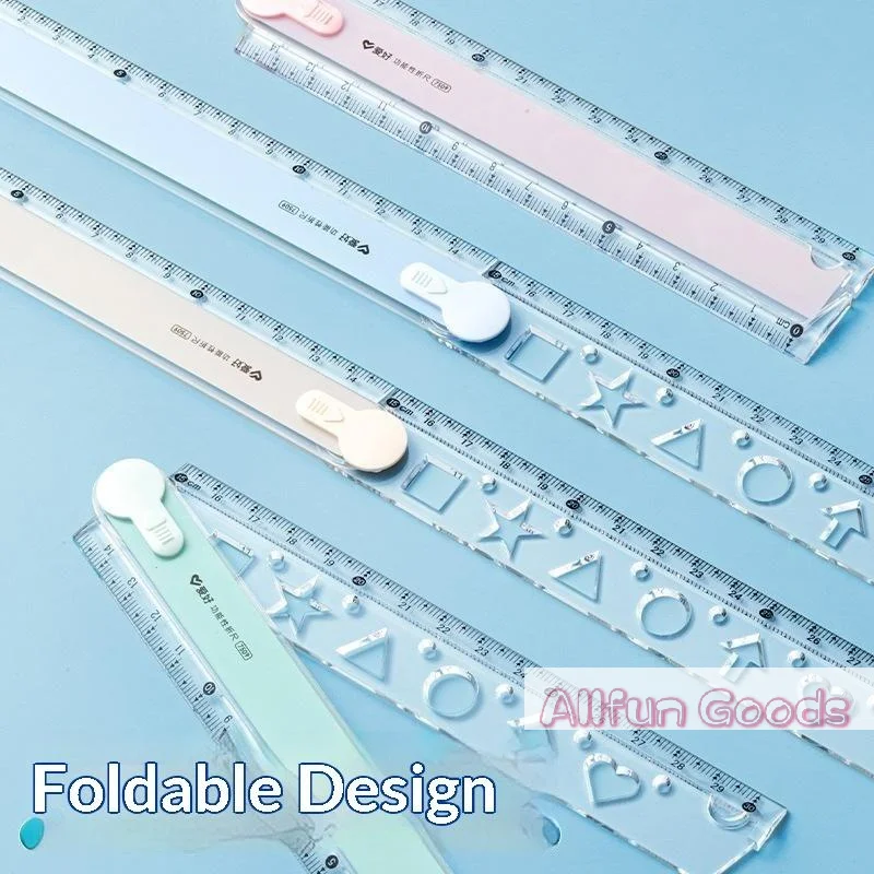1Pcs Multifunctional Folding Ruler, 4 Colors Available, Clear Scale, Portable For Geometry Drawing & Measuring At School Home