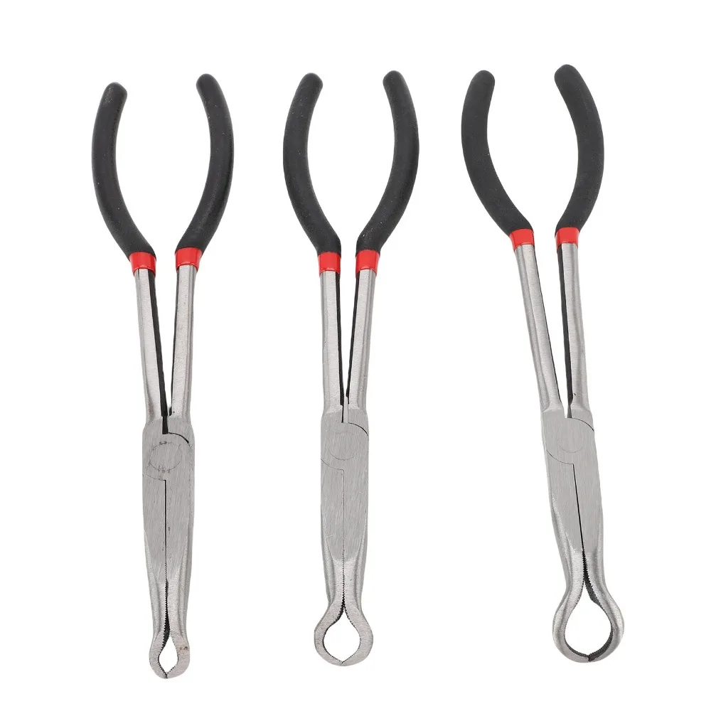 3PCS Round O Shape Jaw Long Nose Grip Pliers 11 Inch Heavy Duty Hose Removal Pliers Small 9mm / 5/16in Medium 14mm / 1/2in
