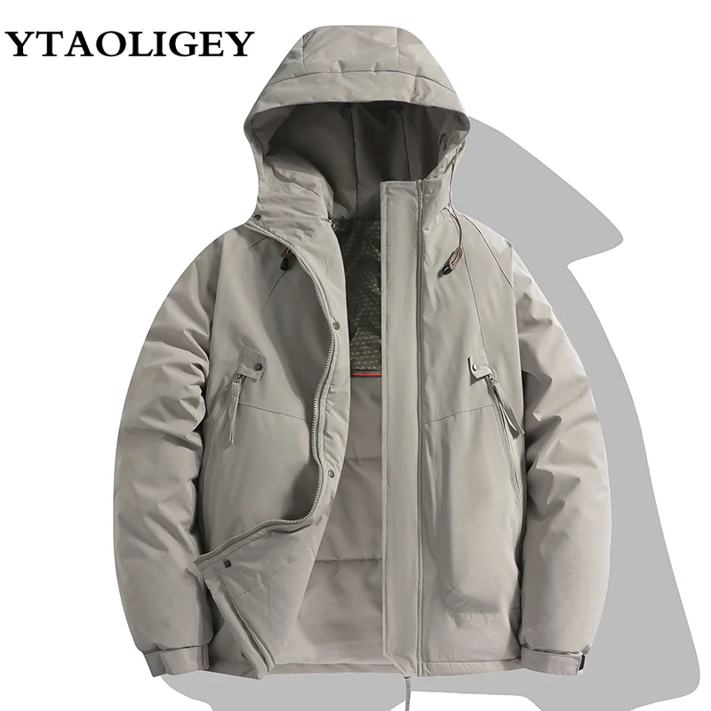 

Men Winter Warm Parkas 2025 Windproof Fleece Thick Down Cotton Jackets Mens Fashion Hooded Coat Male Outdoor Parka Windbreakers