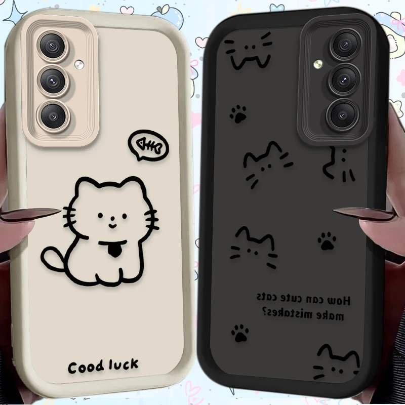 Cartoon Lovely Cat Matte Phone Case for Samsung Galaxy A54 A05 A05S A34 A53 A33 A23 A13 A52 A52S A32 A22 A12 A71 A51 A31 A50
