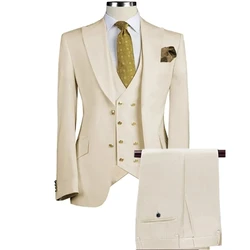 3 Pcs Set Suit Pants Vest Double breasted Custom Made / Fashion Men's Casual Boutique Business Groom Wedding Jacket Blazers Coat