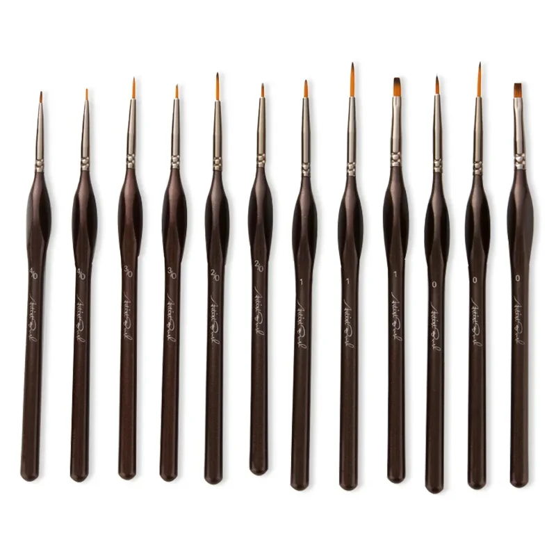 

12PCS Painting Triangular Pole Two-color Nylon Hair Hook Brush Watercolor Brush Professional Art Supplies