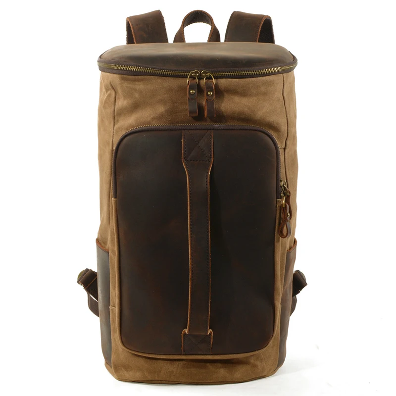 

Rugged Outdoor Canvas Backpack Waterproof Oil Wax Double Shoulder Bag for Hiking Travel Unisex Youth British Style Backpack