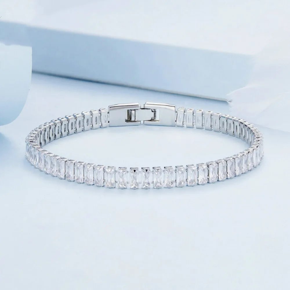 Buyee 925 Sterling Silver Female Bracelet for Women White Crystal Fashion Wedding Fine Jewelry Bracelets Gift