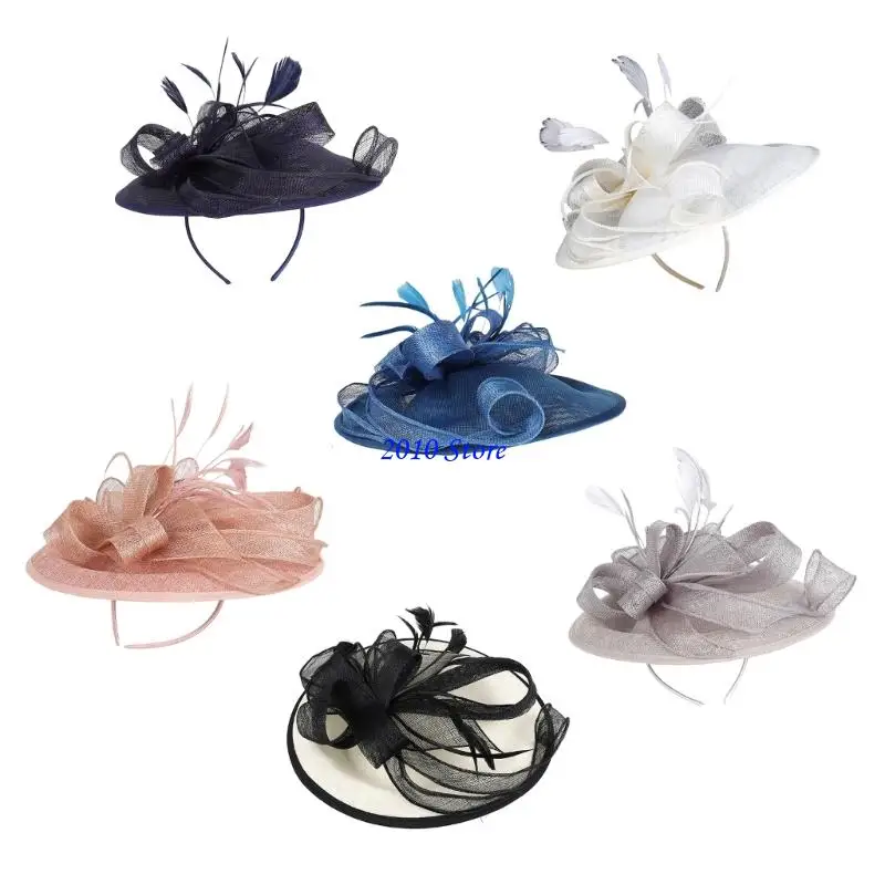 

F3MF Elegant Styles Sinamay Fascinator Hat With And Adjustable Headbands Hair Ornament For Weddings Derby Event