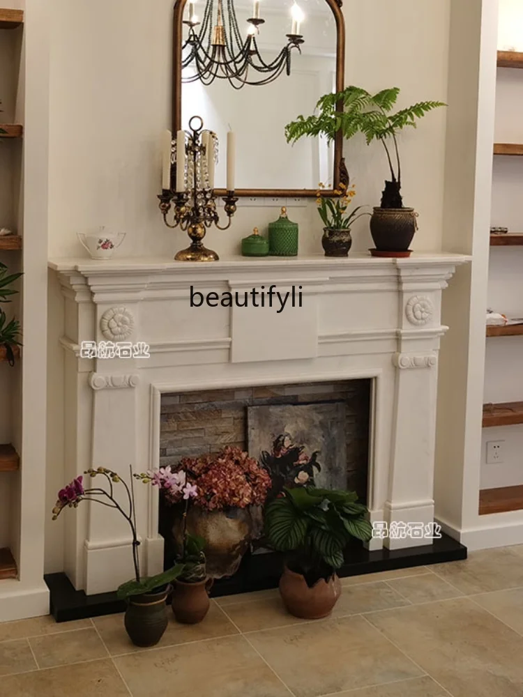 Marble mantel American marble relief decorative cabinet simulation flame heater