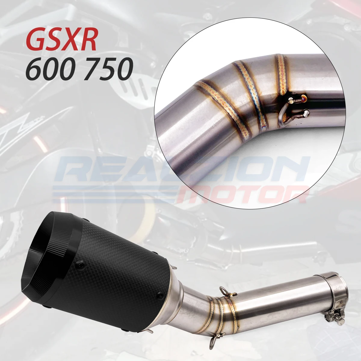 REALZION GSXR 600 K7 GSXR750 Middle Pipe Tailpipe Motorcycle Exhaust Pipe Slip On Pipe 51mm For Suzuki GSXR600 750 2006 2007 K6