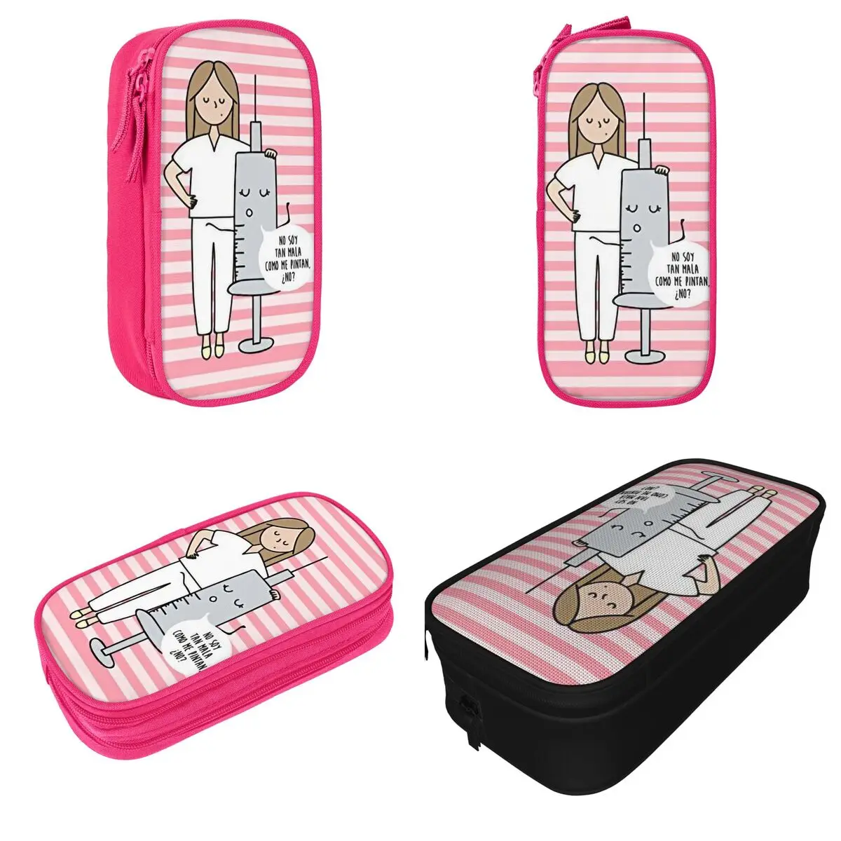 Enfermera En Apuros 연필 케이스 간호사 의료 펜 홀더 가방 소녀 소년 대용량 학생 학교 지퍼 연필 주머니