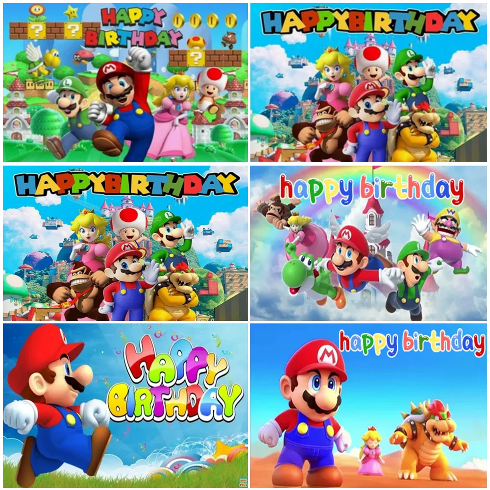

Cartoon Super Mario Theme Birthday Party Supplies Backdrop Decoration Photo Background Baby Shower Photography Props Boy Gifts