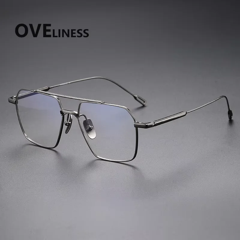 

2027 Pure Titanium Glasses Frame for Men Women Brand Design Vintage Retro Square Eyeglasses frames Ultralight Eyewear spectacles