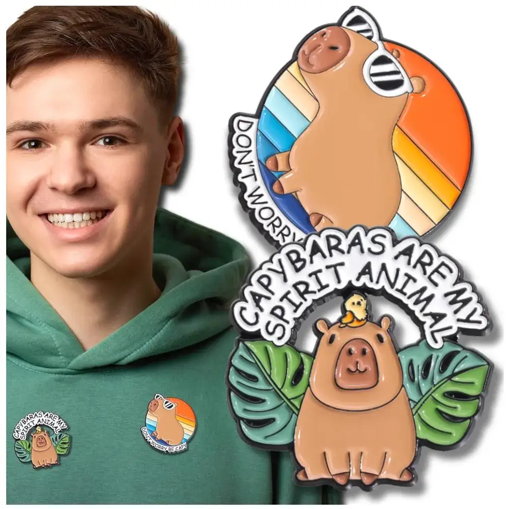 Przypinka metal pin kapibara ozdoba do butów ubrań 2 szt zestaw