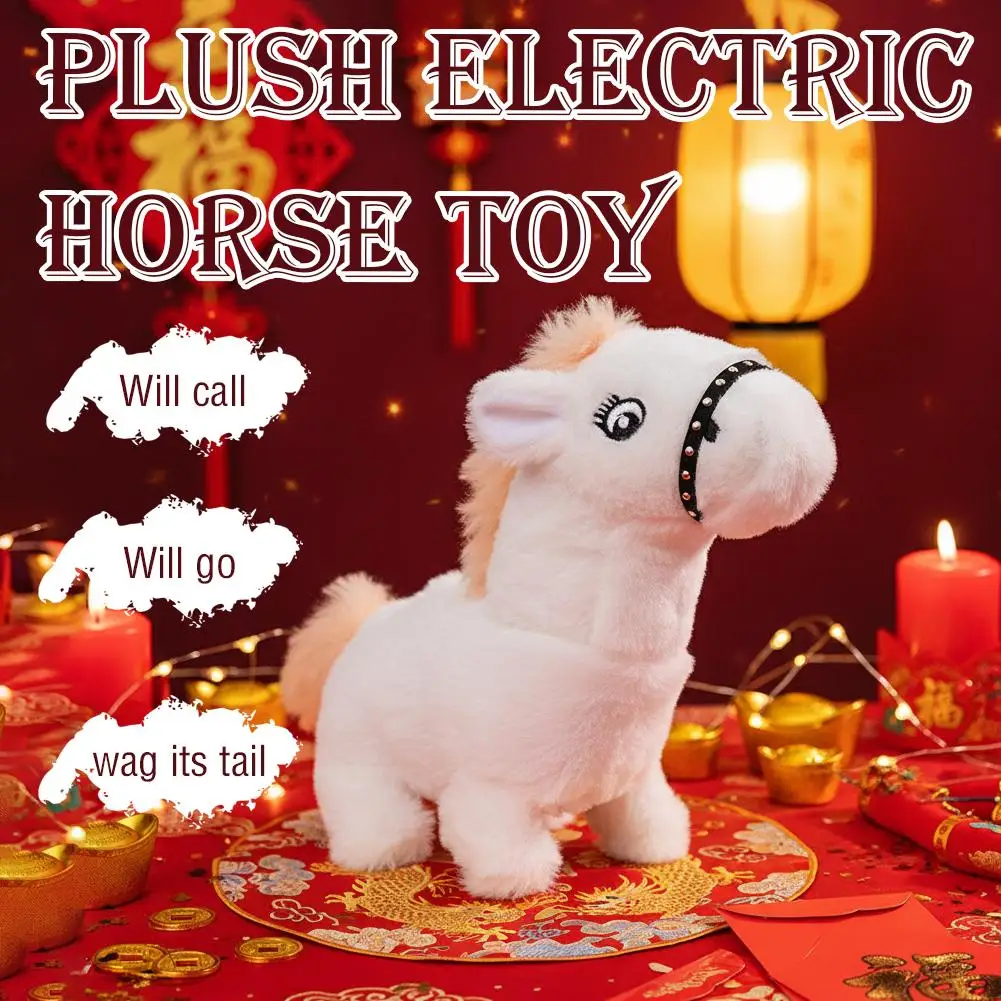 1Interactief Pluche Elektrisch Paard Speelgoed Realistisch Lopen Pony Schattig Elektronisch Huisdier Voor Kinderen Jongens Meisjes Zonder Batterij U1U4