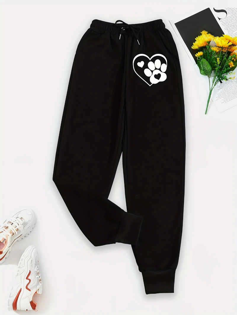 

2025 Autumn and Winter Heart Paw Print Drawstring Sweatpants Casual Loose Pants High-end Luxury Is for Both Men and Women Gym