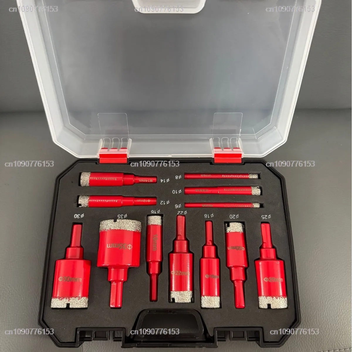 Brazed Hole Opener Suit 12-piece Red Tem 6-35mm Marble Tile Glass Dry Drilling Bit