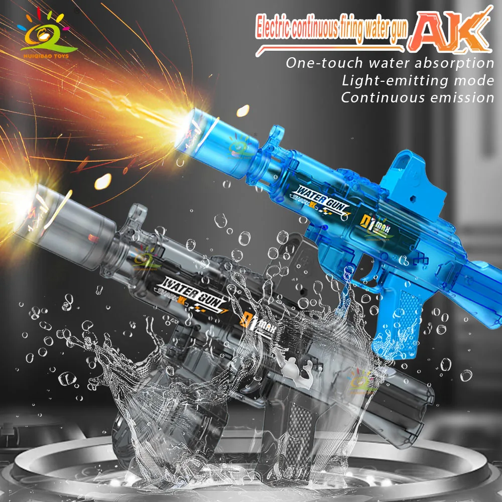 Nuevo AK, pistola de agua iluminada de segunda generación, juguete de verano para exteriores, playa, piscina, juego de batalla, pistola de agua de juguete para adultos y niños