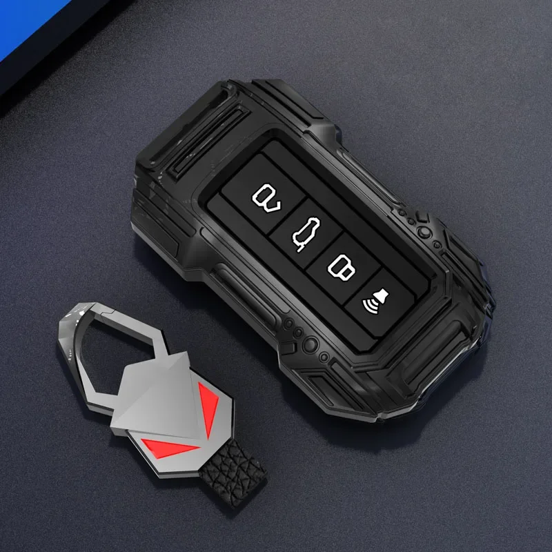 Car styling Zinc Alloy+Silica Gel For Great Wall Tank 300 500 Aluminum Alloy Key Case Mecha Style Protection Key Bag Accessories