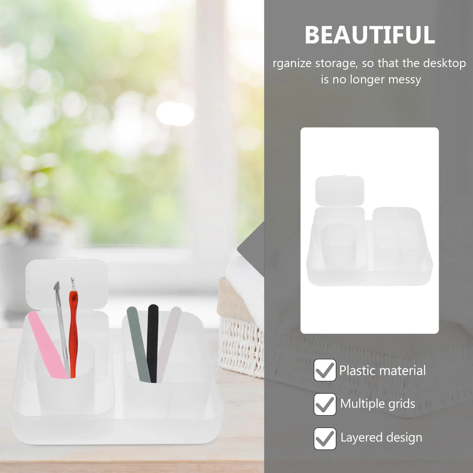 

5 Piece Plastic Makeup Brush Organizer Desktop Nail Art Tool Holder for Cosmetics Pen Lipstick Nail Polish Storage Container