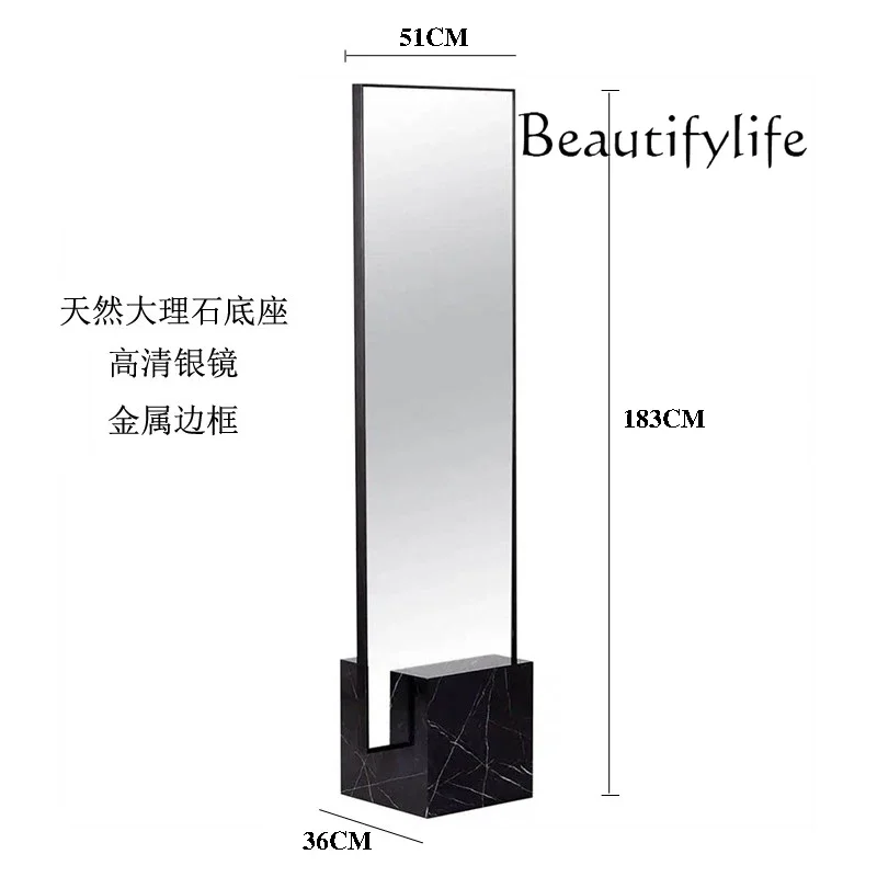 

BJ Nordic Natural Marble Full Body Mirror Living Room Floor Mirror Simple Creative Rectangular Fitting Mirror