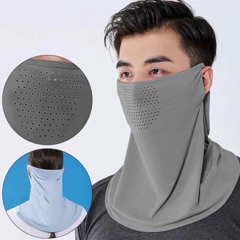 

Sunscreen Mask Breathable Hanging Ear Sunscreen Mask Neck Cover Ice Silk Cover Full Face All-in-one Outdoor Face Towel