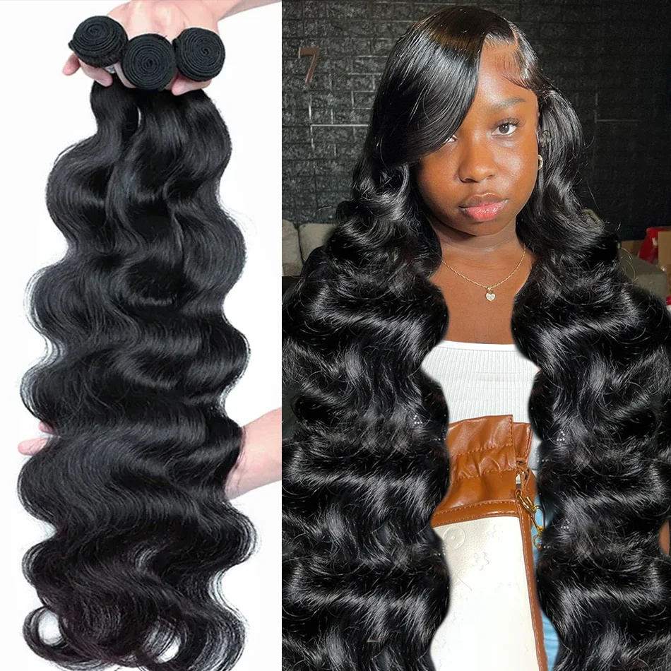 30 32 Inch Body Wave Bundles Human Hair 1/2/3/4 Pcs Bundles Deal Natural Black Hair Extensions Brazilian Hair Weave Bundles