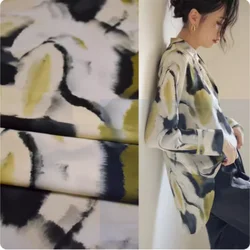 Senior Feeling China Wind Ink Smudge Abstract Print, Chiffon Fabric, Spring Summer Shirt Dress Sewing Tissue, Soft T2143