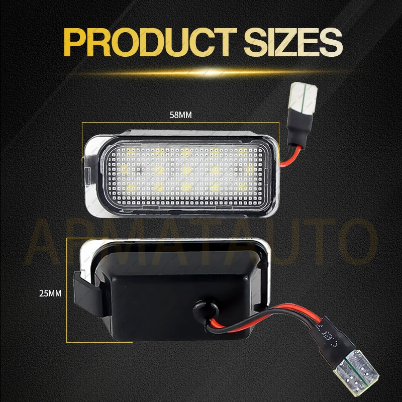 2Pcs White LED License Number Plate Light For Ford Tourneo Transit Connect Courier Custom Jaguar XJ XF 2008-2015